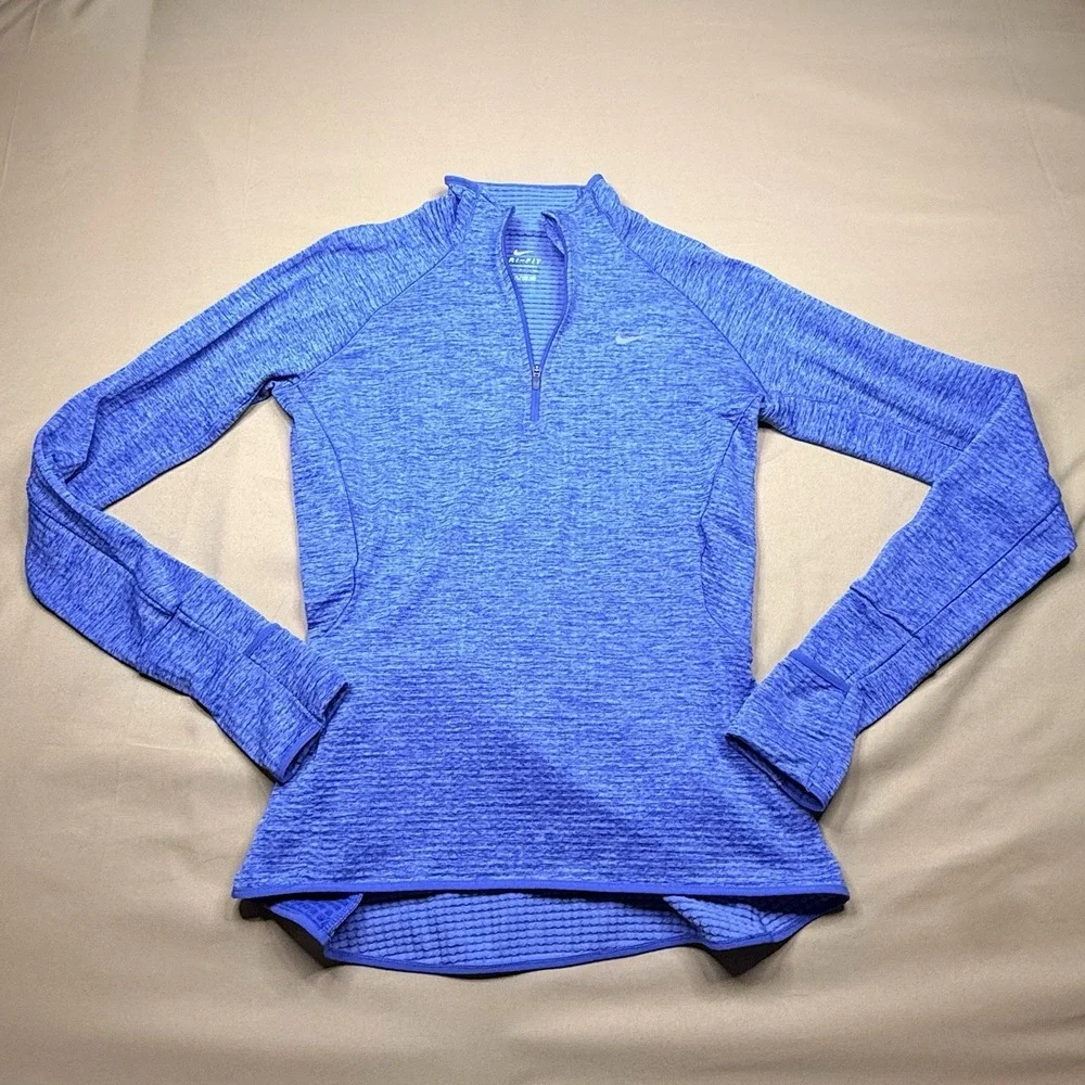 Nike Sweater Womens Small Blue Dri-Fit Running Quarter Zip